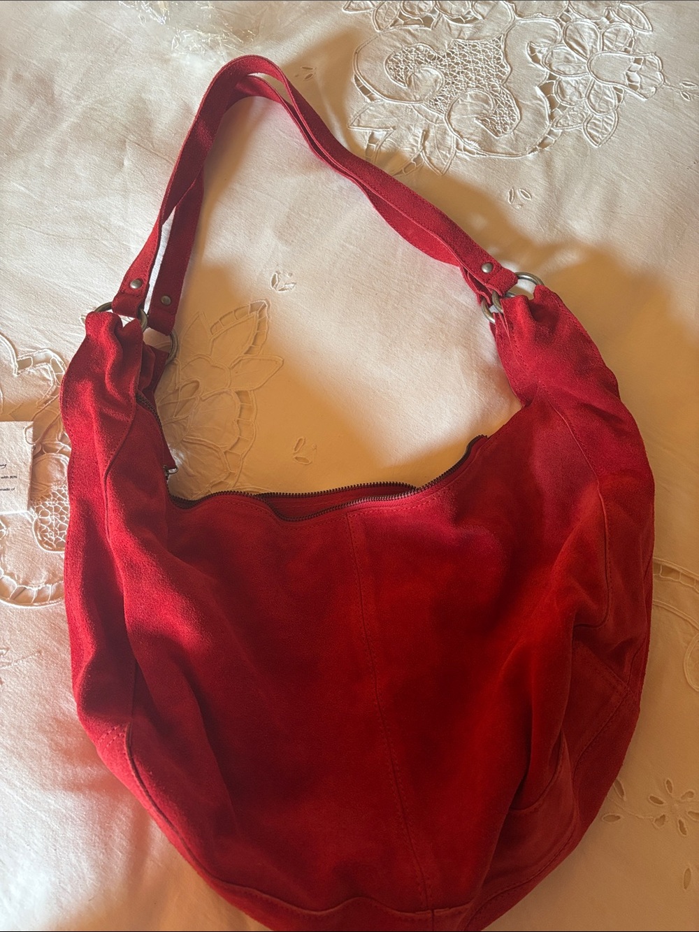 Free People Red Suede Shoulder Bag-NEW - Picture 2 of 5